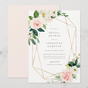 Invitación a ducha de novias de primavera geométri