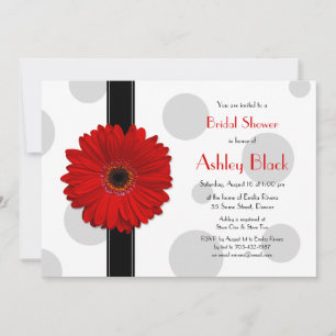 Invitación a ducha de novias de Red Gerbera Polka 