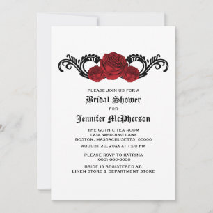 Invitación a ducha de novias de Rosas de Swirl gót