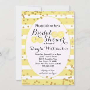 Invitación a ducha de novias dorada y amarillo bri