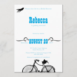 Invitación a ducha de novias en bicicleta retro
