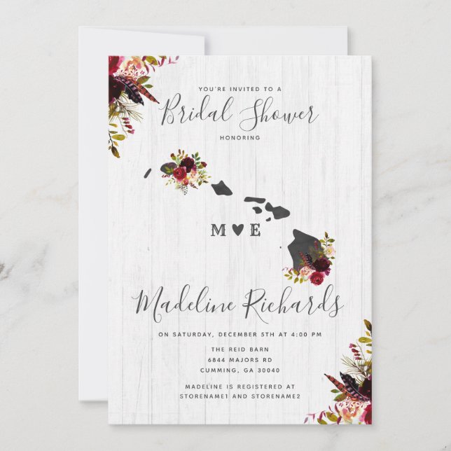 Invitación a ducha de novias en el estado de desti (Anverso)