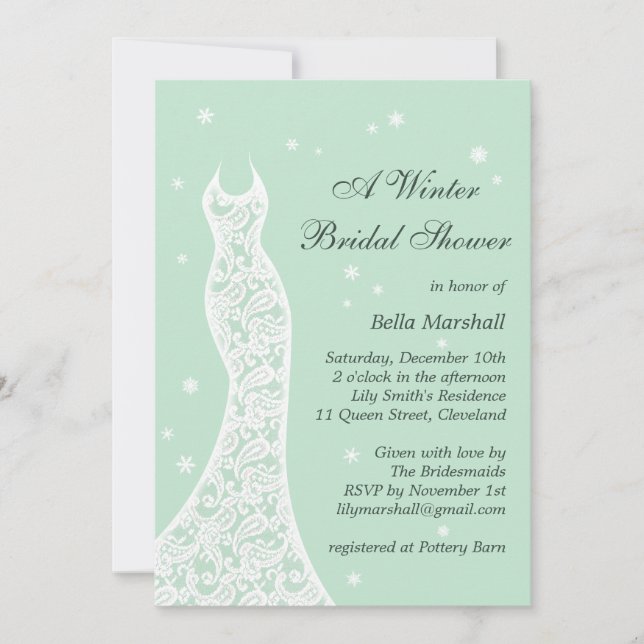 Invitación a ducha de novias en invierno de Lacy M (Anverso)