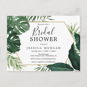 Invitación a ducha de novias en Monstera Tropical