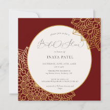 Invitación a ducha de novias en Red Gold Mandala