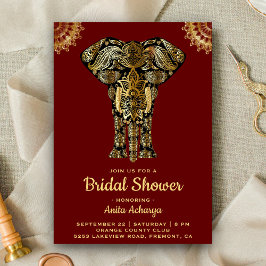 Invitación a ducha de novias indias con Elefante d