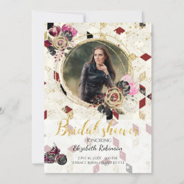 Invitación a ducha de novias para motociclismo fot
