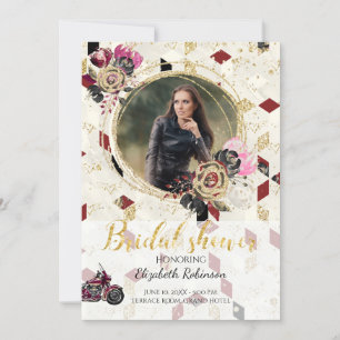 Invitación a ducha de novias para motociclismo fot