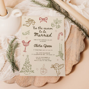 Invitación a ducha de novias para Navidades de tem