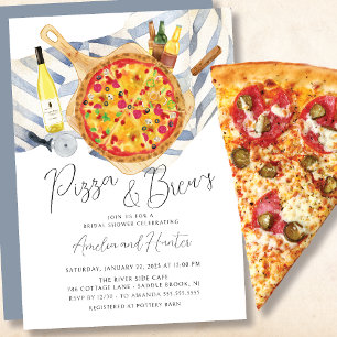 Invitación a ducha de novias para parejas de pizza