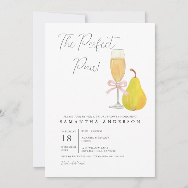 Invitación a ducha de novias Pear Pear Perfect (Anverso)