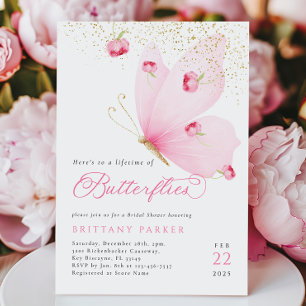 Invitación a ducha de novias por mariposas de por 