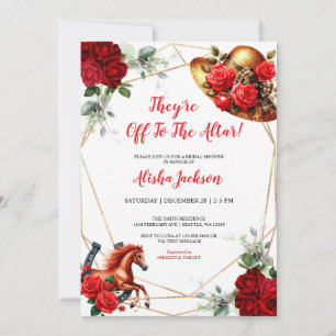 Invitación a ducha de novias rojas y caballos