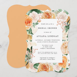 Invitación a ducha de novias Rosa floral otoño