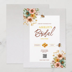 Invitación a ducha de novias Rústico del tema QR C