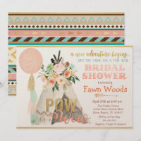 Invitación a ducha de novias tribales con tepee tr