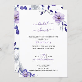 Invitación a ducha de novias violeta con lavanda y