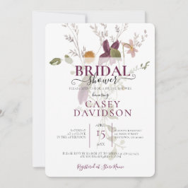 Invitación a ducha de novias violeta de flores sal