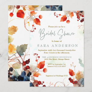 Invitación a ducha de nuez floral de color de agua