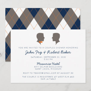 Invitación a ducha de pareja de siluetas del mismo
