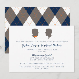 Invitación a ducha de pareja de siluetas del mismo