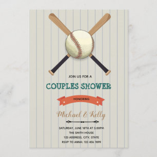 Invitación a ducha de parejas de béisbol