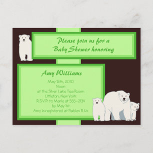 Invitación a ducha de postales para osos polares v
