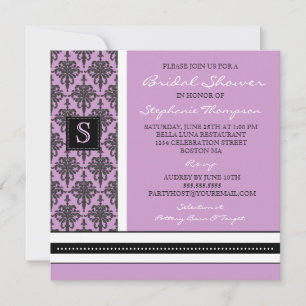 Invitación a ducha matrimonial en monograma Damasc