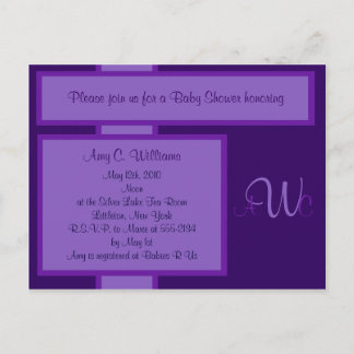 Invitación a ducha monograma elegante Plum