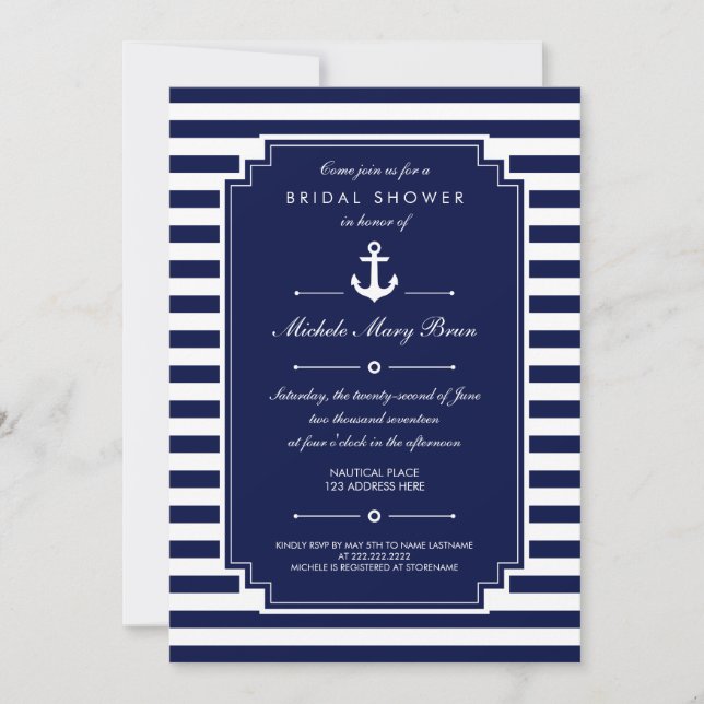 Invitación a ducha Náutica Náutica Crisp Blue Whit (Anverso)