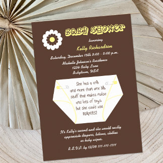 Invitación a ducha neutra de segundo bebé Diaper