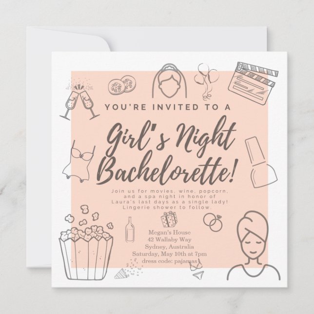 Invitación a ducha nocturna de Chicas de la fiesta (Anverso)
