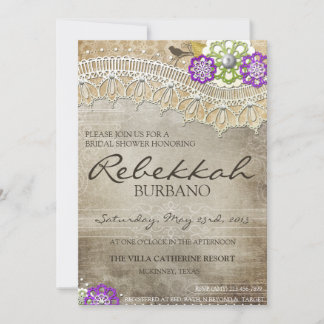 Invitación a ducha nupcial afligida por encaje rús