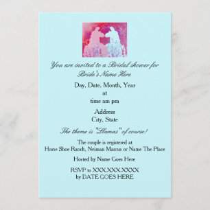 Invitación a ducha nupcial de Boda Llama