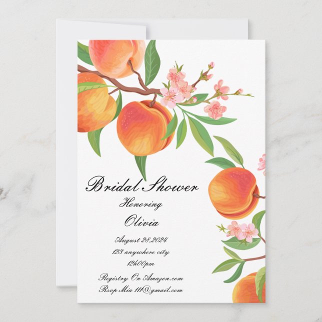 INVITACIÓN A DUCHA NUPCIAL DE DURAZNO (Anverso)