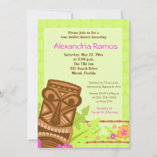 Invitación a ducha nupcial de Hawai Luau Tiki 5x7