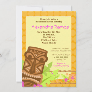 Invitación a ducha nupcial de Hawai Luau Tiki 5x7