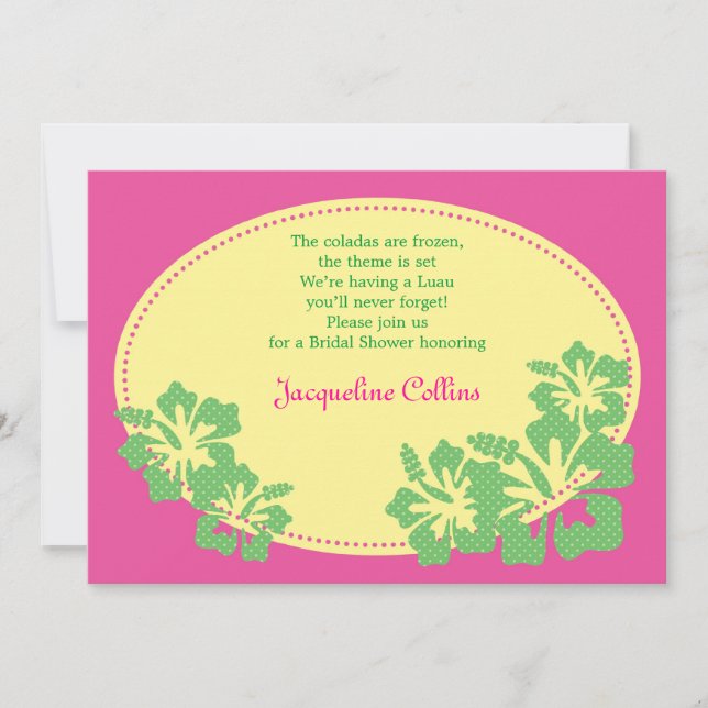 Invitación a ducha nupcial de Hibiscus en Hawái (Anverso)