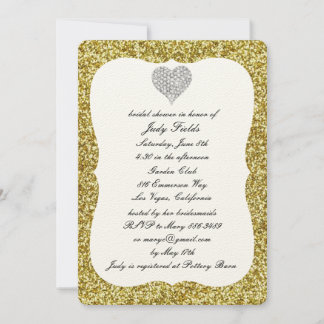 Invitación a ducha nupcial de Purpurina de oro Dia