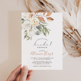 Invitación a ducha nupcial floral neutra Boho