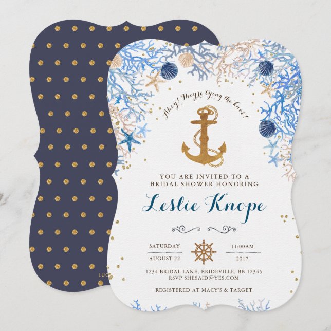 Invitación a ducha nupcial náutica (Anverso / Reverso)