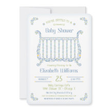 Invitación a ducha para bebé - Cuna de encaje - Az