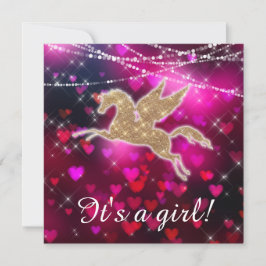 Invitación a ducha para bebé de Unicorn Hearts Pin