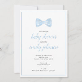 Invitación a ducha preppy Gingham Bow Tie Baby Boy