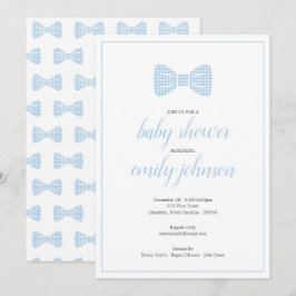 Invitación a ducha preppy Gingham Bow Tie Baby Boy