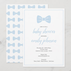 Invitación a ducha preppy Gingham Bow Tie Baby Boy