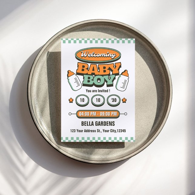 Invitación a ducha Retro Baby Boy (Subido por el creador)