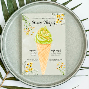 Invitación a ducha social con hielo Pistachio