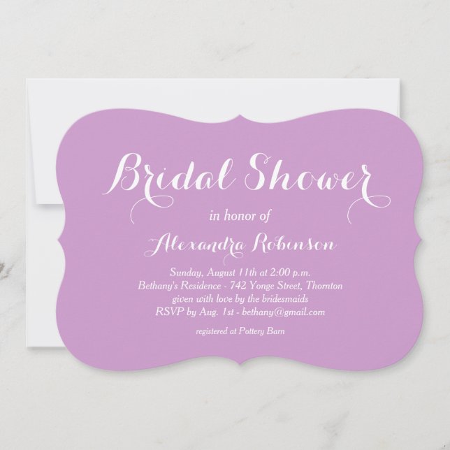 Invitación a ducha tipo de brillo (púrpura) (Anverso)