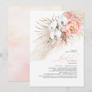 Invitación a ducharse de novias con pampas de flor